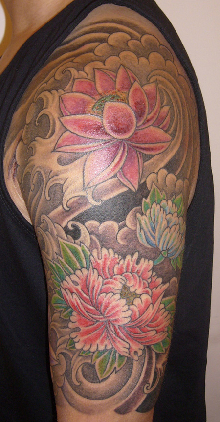 Flower Tattoo Half Sleeve